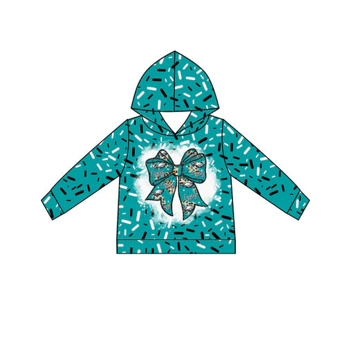 10.29  Custom Moq 8 Baby Kids Green Sprinkles Drip Eagles Bows Team Hoodies Tops