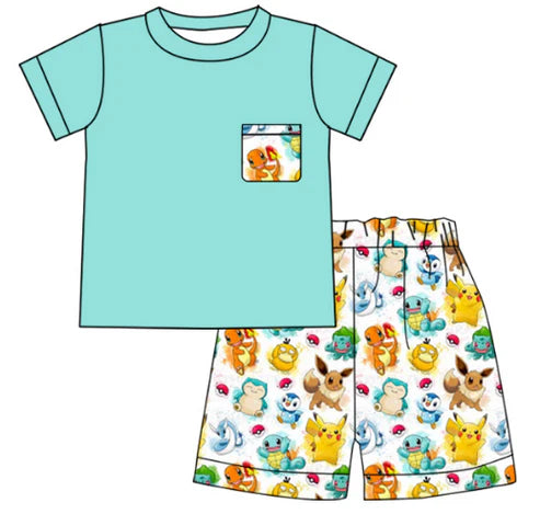 5.7 Cartoon short sleeve shorts for boys