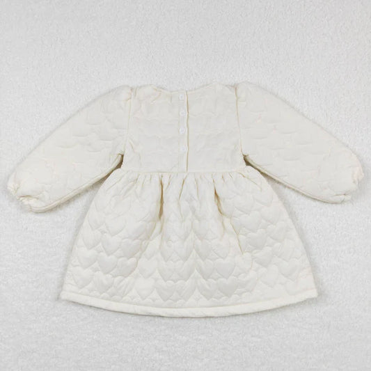 GLD0263 Love milky white thin cotton-padded long-sleeved dress