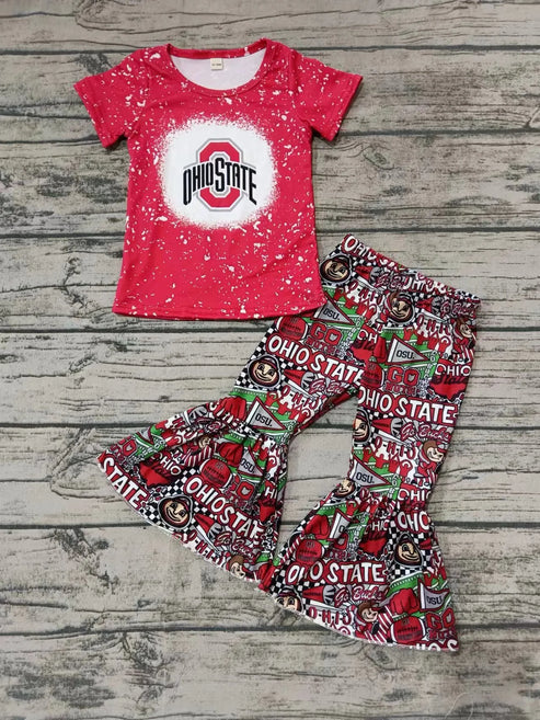 5.6  Baby Girs Ohiostate Team Top Bell Pants Clothes Sets preorder(moq 3)