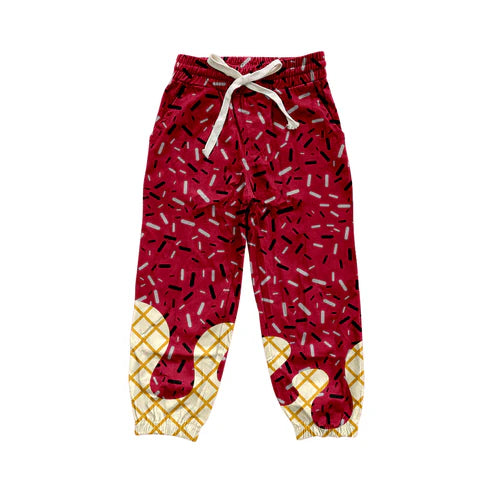8.6 P0810 Adult Women Dark Red Drip Pockets Yoga Team Pants Preorder