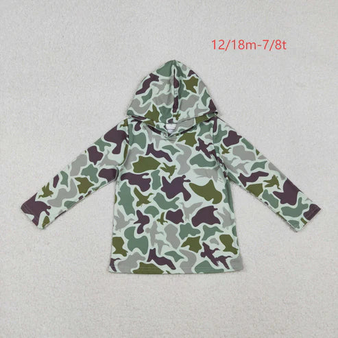 10.25  BT1374 Baby Boys Green Ducks Camo Western Hoodies Top
