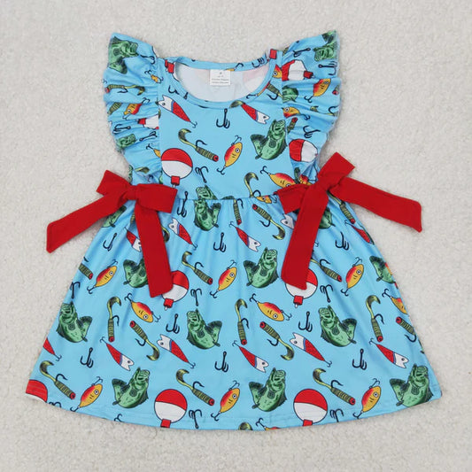 4.1  GSD1953 Baby Girls Fishing Float Bows Knee Length Dress