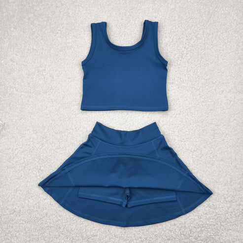 4.29 GSD1986 Baby Girls Dark Blue Vest Top Sports Skorts Clothes Set
