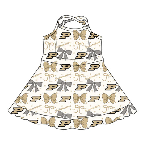 7.2 Custom Moq 3 Baby Girls Strap PU Bows Plaid Short Ruffle Team Knee Length Dresses