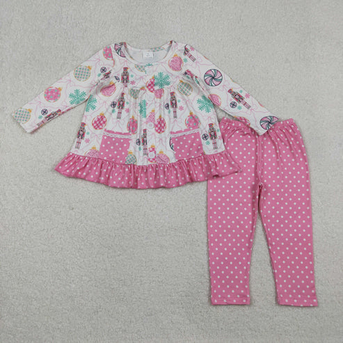 10.30 GLP2932 Baby Girls Soldiers Candy Button Pockets Tunic Leggings Christmas Clothes Set