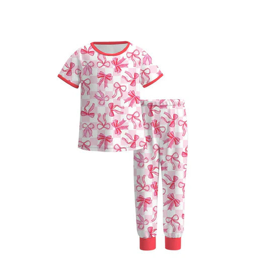 12.22 MOQ：5pcs GSPO2269 pre-order toddler girl clothes bows print girl spring set