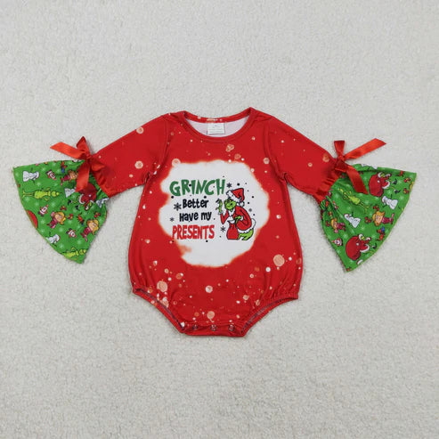 11.12 Jojo-03  LR1893 Baby Infant Infant Christmas Green Frog Red Romper