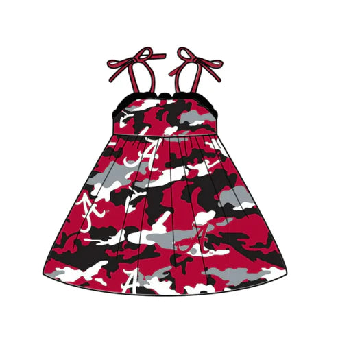 6.21 Custom Moq 3 Baby Girls Strap Red Camo A Team Knee Length Dresses