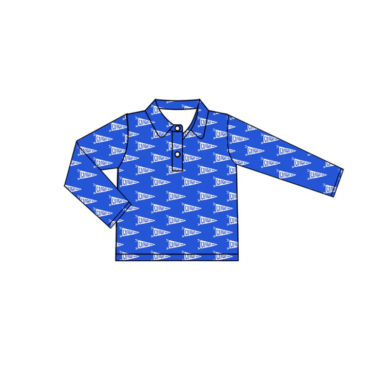 9.5 Custom Moq 5 Baby Boys Go Fight With Flag Blue Team Cheer Buttons Pullovers Tops