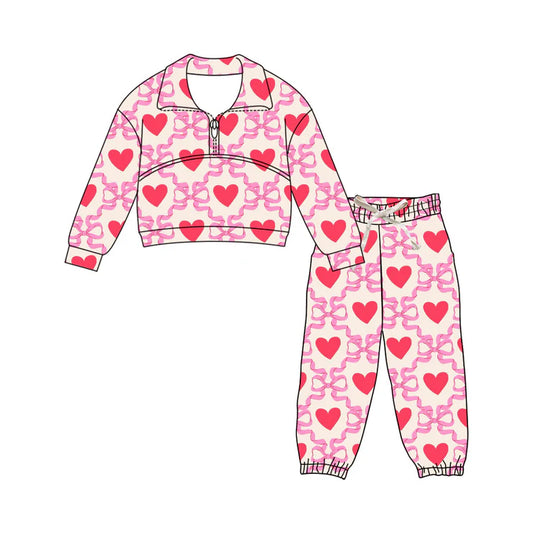 12.5 MOQ：5pcs GLP3219 pre-order toddler girl clothes love print girl Valentine set
