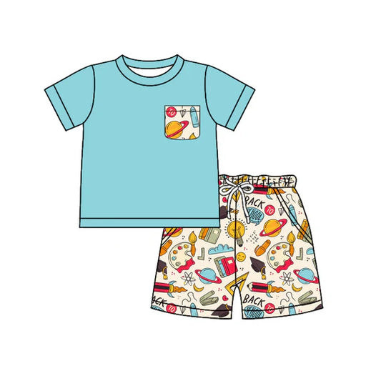 12.24 MOQ:5pcs BSSO1800 pre-order baby boy clothes apple toddler boy back to school summer outfit