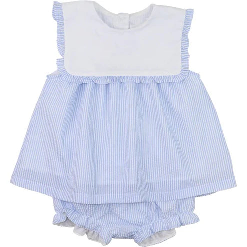 4.1 GBO0475 Baby Girls Blue Stripe Sleeveless Tunic Bummies Set Preorder