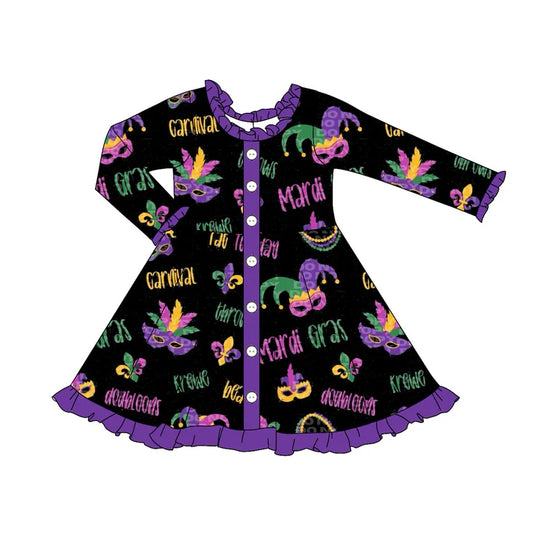 6.11 GLD0908 Baby Girls Mardi Gras Masks Knee Length Dresses Preorder