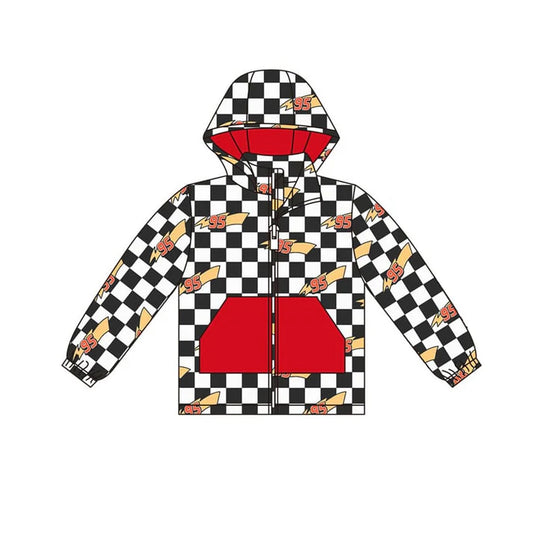 9.27 BT1377 Baby Boys Black Checked 95 Lights Pocket Zipper Hoodies Jackets Top Preorder