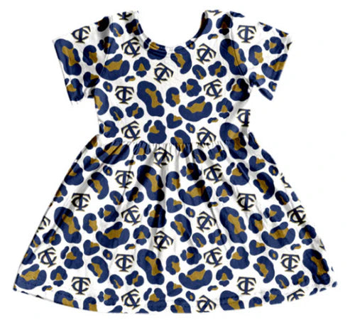 5.14 Girls team custom leopard print short-sleeved dress