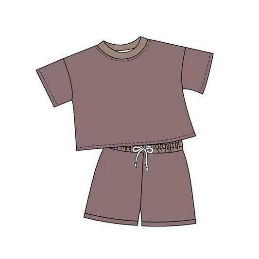 L-3.6 BSSO1313 Baby Boys Purple Shirt Top Cotton Shorts Clothes Sets Preorder