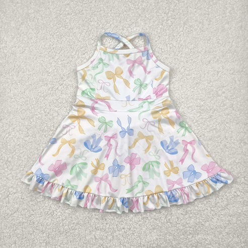 4.30 Sibling Baby Girls Colorful Bows Yoga Active Wear Skort Knee Length Dresses