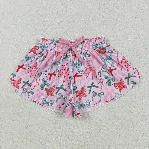 6.2 SS0578 Baby Girls Pink Green Bows Summer Shorts Bottoms
