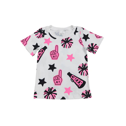 4.11 GT0994 Baby Girls Short Sleeves Pink Firework Stars Tee Shirts Top Preorder