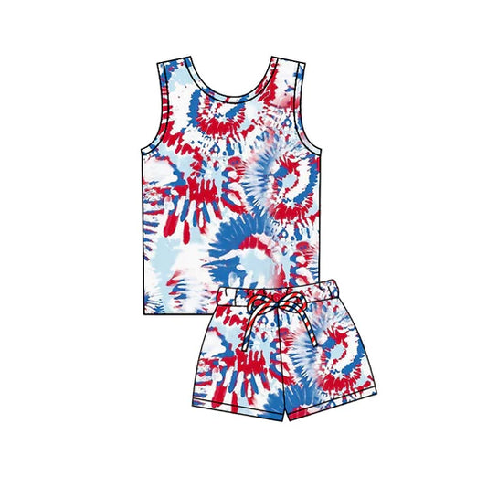 12.29 MOQ：5pcs GSSO3095 pre-order toddler girl clothes camo print girl 4th of July summer set