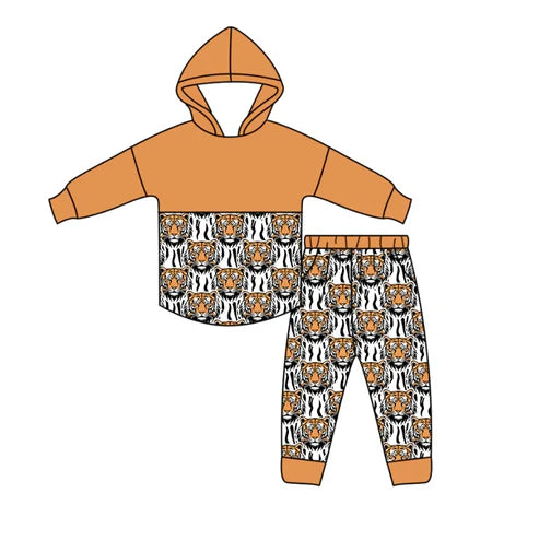 10.29   Custom Moq 8 Baby Kids Orange Tigers Long Sleeve Top Team Pocket Clothes Set