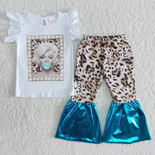 L-3.7 B4-13 Monroe Girl Blowing Bubbles White Leopard Print Suit