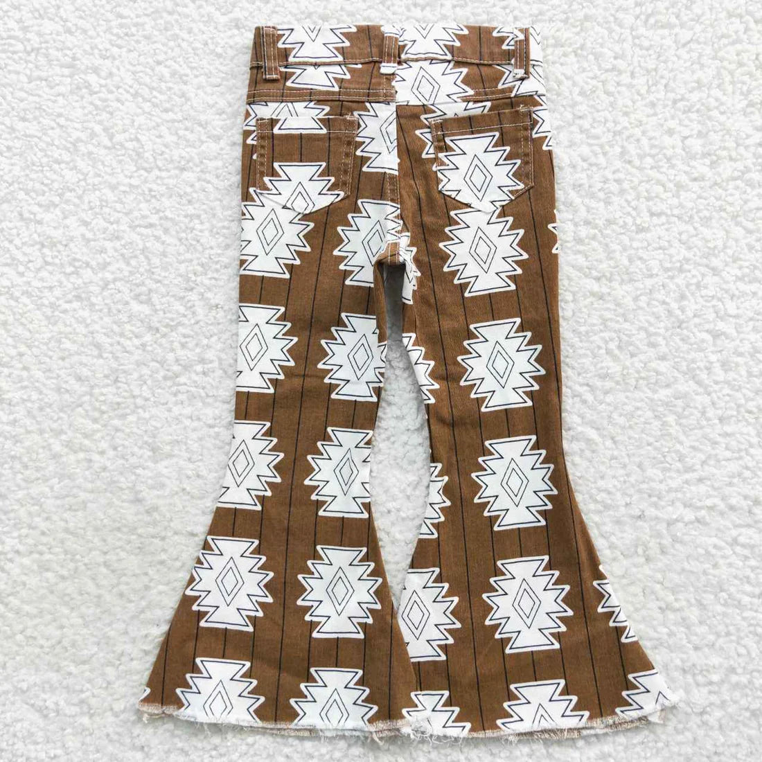 L-3.7 P0228 Geometric pattern striped brown denim pants