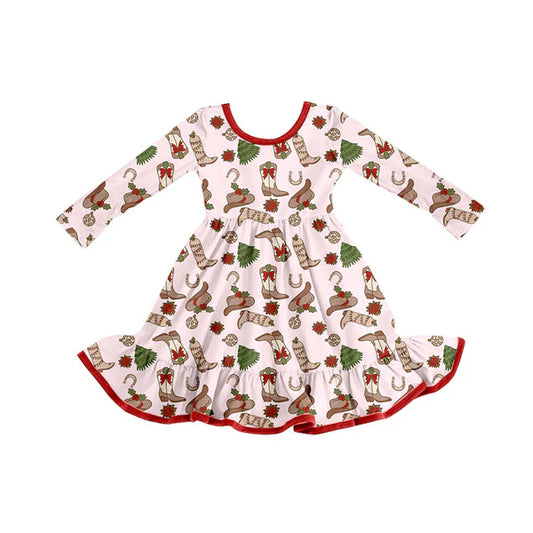 8.26 GLD1274 Baby Girls Holly Boots Christmas Zipper Footie Rompers Preorder