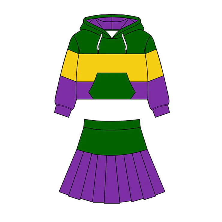 11.24 MOQ：5pcs GLD1533 pre-order baby girl clothes mardi gras toddler girl yoga skirt outfit