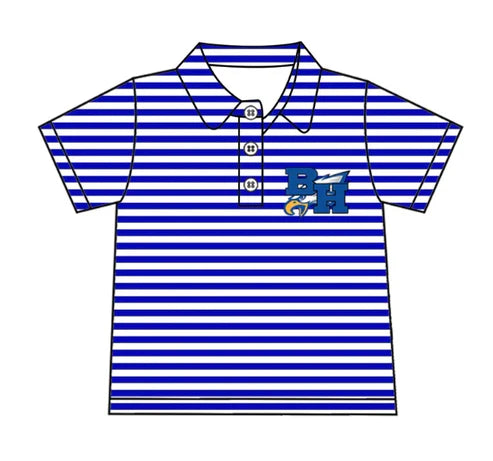 7.4 Custom Moq 3 Baby Boys Blue Stripes BH Eagles Team Short Sleeve Tee Pullovers Shirts Tops