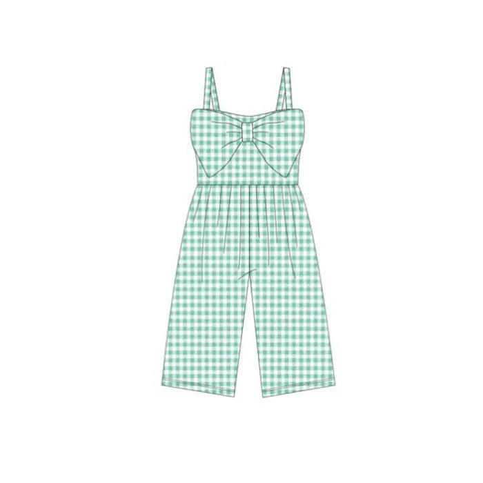12.5 MOQ:5pcs SR3696 pre-order baby girl clothes green gingham print girl summer romper