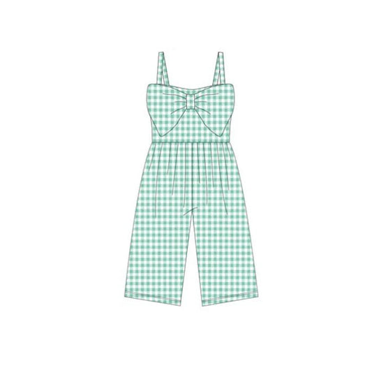 12.5 MOQ:5pcs SR3696 pre-order baby girl clothes green gingham print girl summer romper