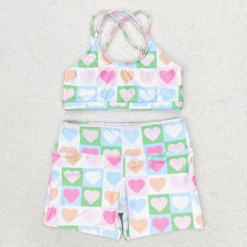 S0373 Colored love plaid swimsuit