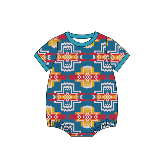 12.6 MOQ:5pcs SR3711 pre-order baby boy clothes aztec print boy summer bubble