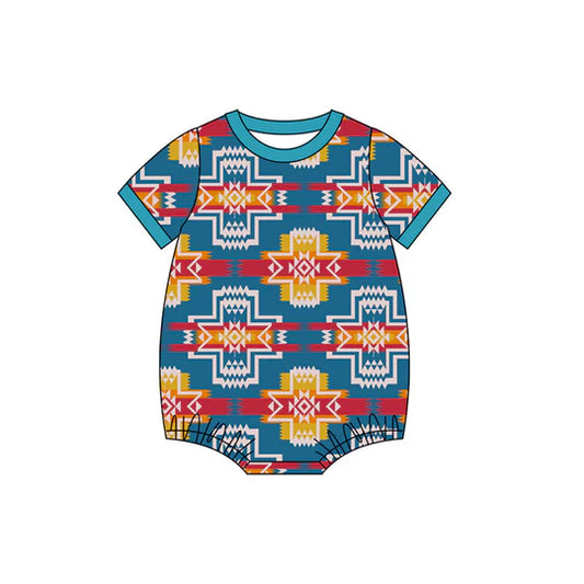 12.6 MOQ:5pcs SR3711 pre-order baby boy clothes aztec print boy summer bubble