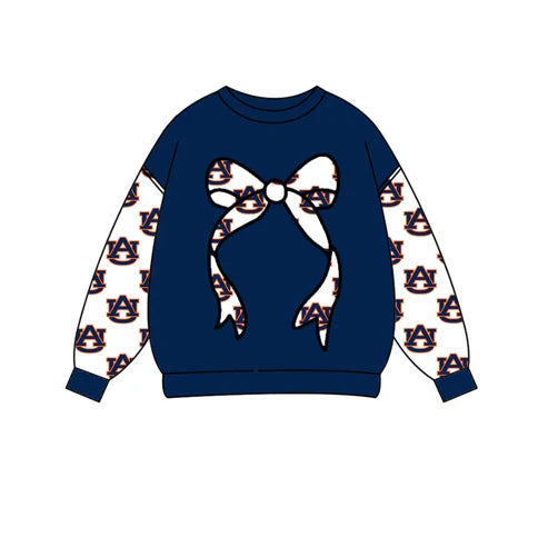 10.29   Custom Moq 8 Baby Girls Navy Bows AU Team Pullovers Top