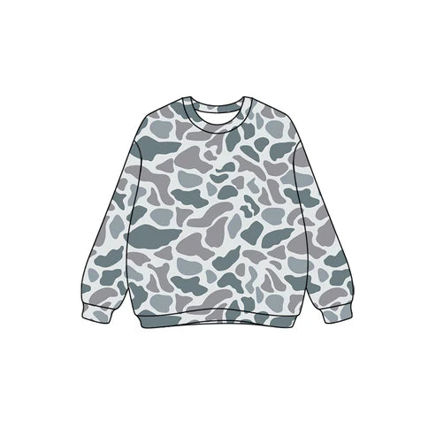 7.25 GT1127 Adult Women Light Green Camo Long Sleeves Western Tee Shirts Top Preorder