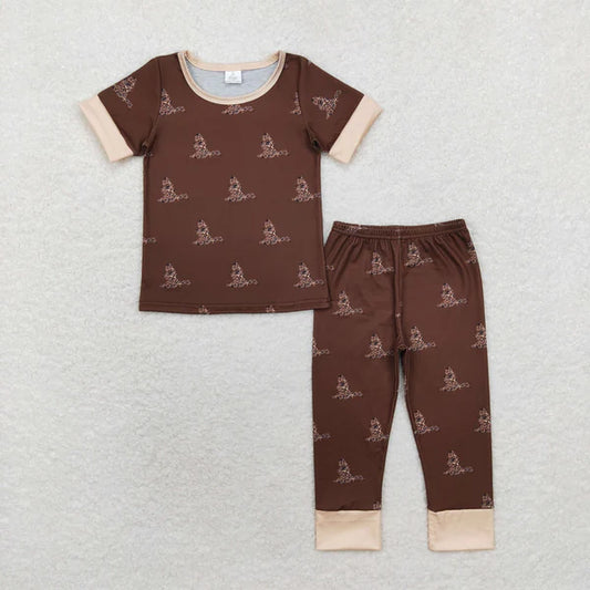 L-3.1 BSPO0442 Bamboo Duck brown short sleeved pant pajama set