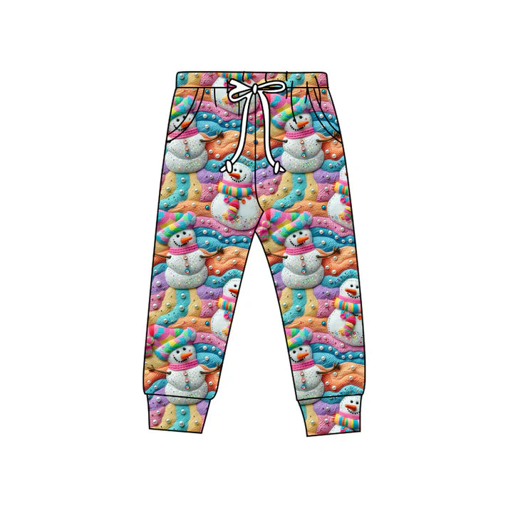 8.20 Custom Moq 5 Baby Kids Christmas Snowmen Jogger Pants