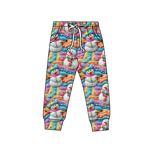 8.20 Custom Moq 5 Baby Kids Christmas Snowmen Jogger Pants