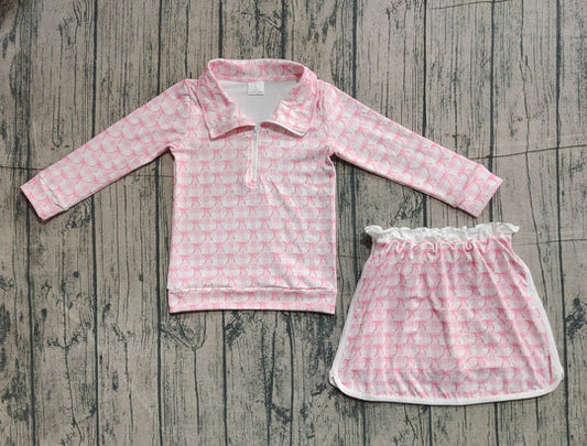 11.11 GLD1014 pre-order toddler girl clothes pink floral girl winter outfit skirt set-real pic