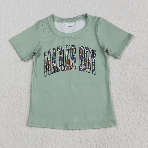 6.2 BT1184 Baby Boys Green Mama's Boy Camouflage Short Sleeve Tee Shirts Tops