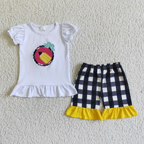 6.17 GSSO0102 Girls Embroidered Pencil School Shorts Outfit