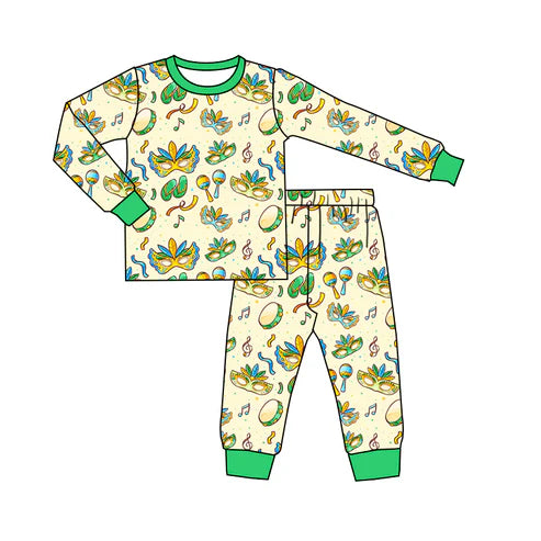 11.5 BLP1380 Baby Boys Masks Anchors Top Pants Mardigras Pajamas Sets Preorder