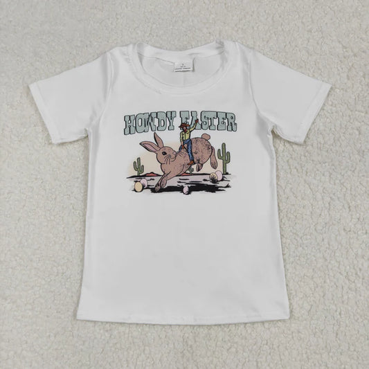L-3.8 BT0559 Baby Boys Howdy Easter Rabbit Cactus Tee Shirts Tops
