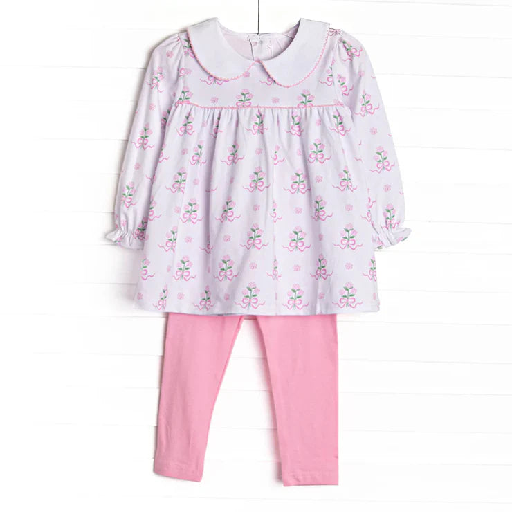 11.18 MOQ：5pcs GLP3164 pre-order toddler girl clothes rose print girl winter set