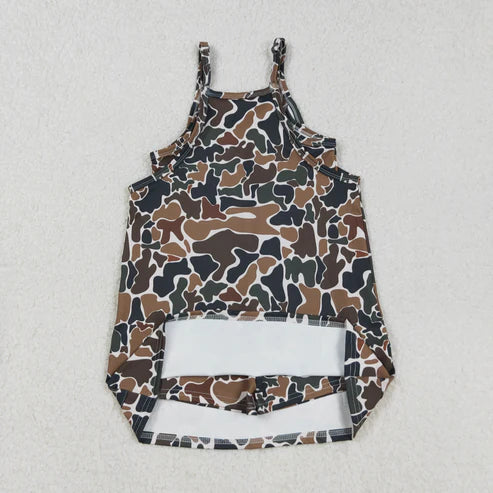 9.6 GSD2721 Baby Girls Strap Dark Brown Camo Pockets Yoga Dress