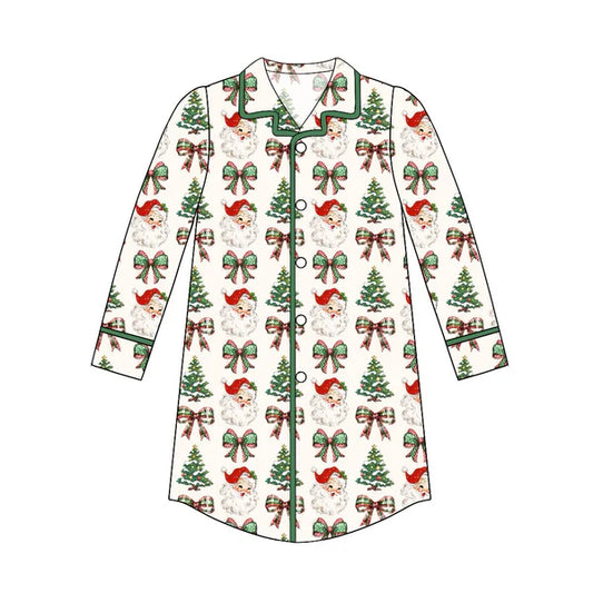 5.27 GT0774 Adult Christmas Bows Santa Buttons Tops Pajamas Preorder