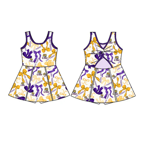 6.10 Custom Moq 3 each item Sibling Baby Girls LSU Team Dresses Clothes Sets
